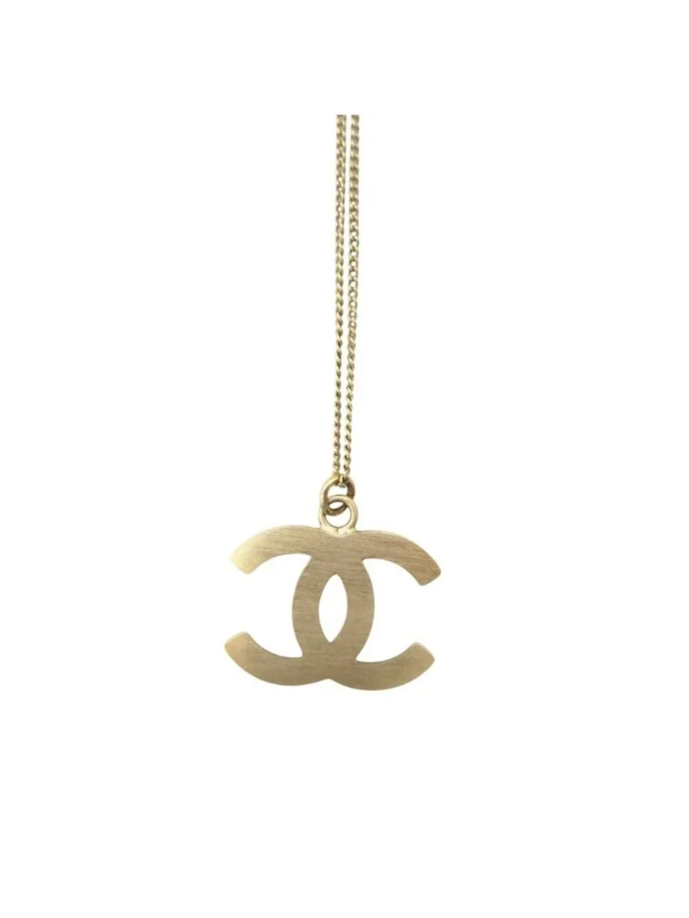Chanel Necklace CC Logo Pendant Rhinestone Gold